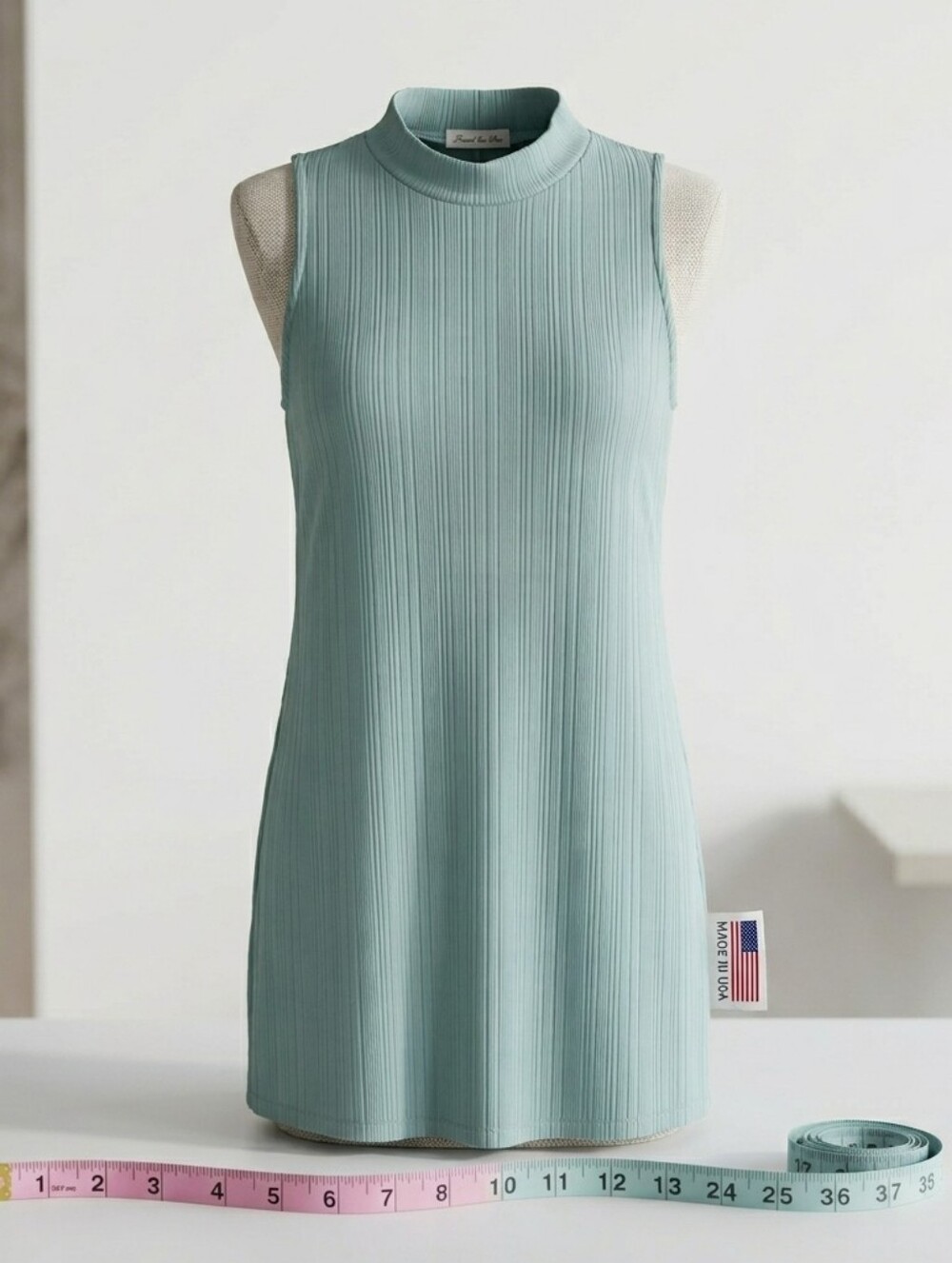 Summer Show Stopper Sleeveless Ribbed Midi Dress in Mint Green. Boho Chic
